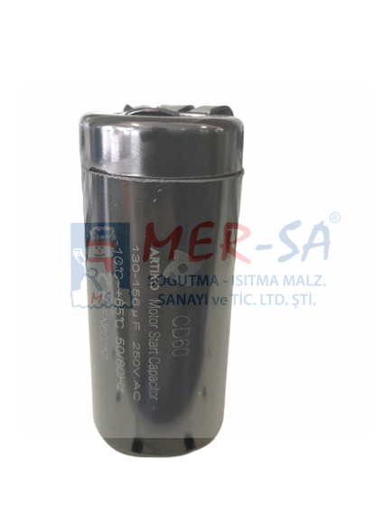 Kondansatör Start 130-156 uF Kapak ve Kelepçeli